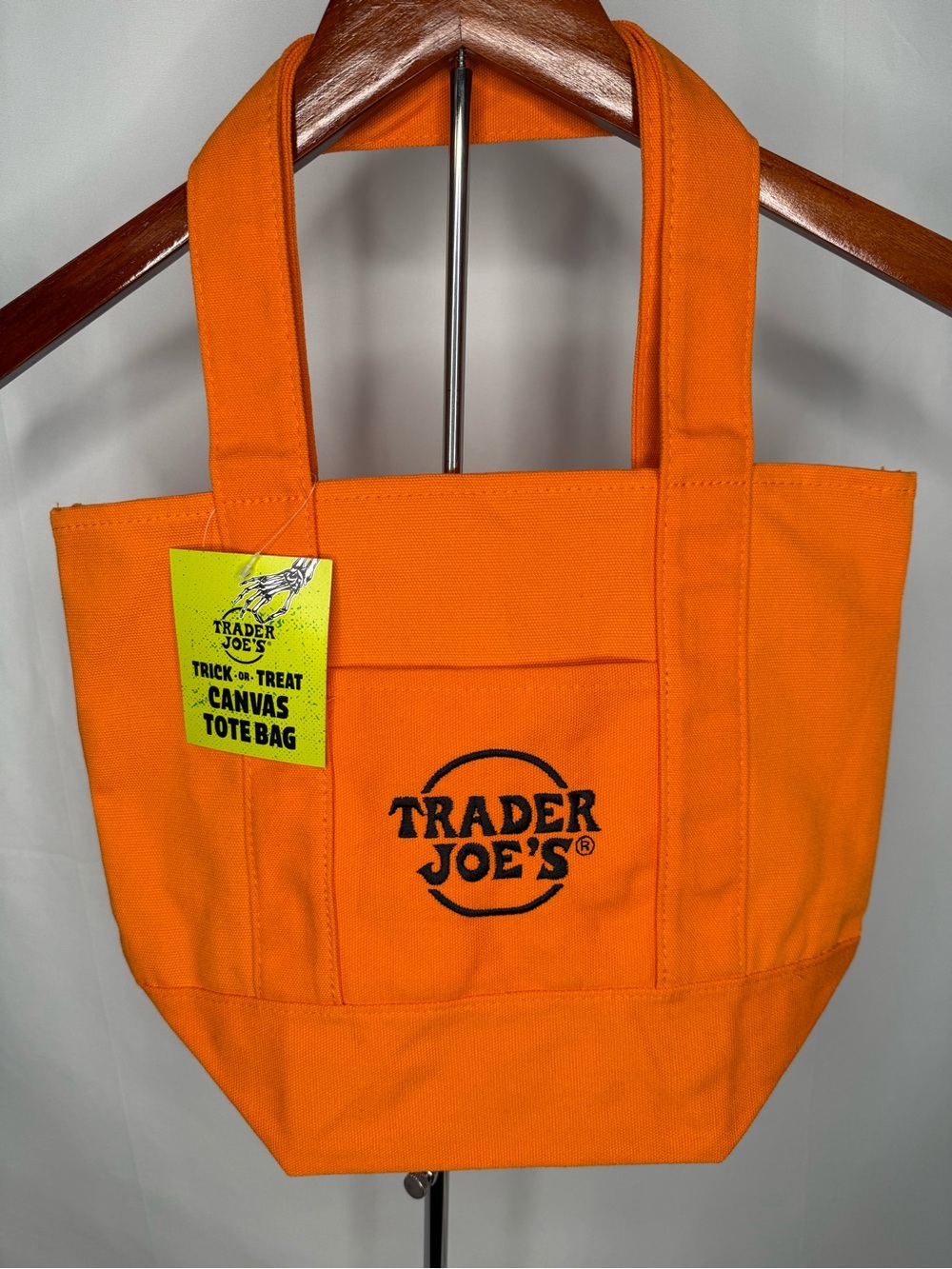 Trader Joe's Bright Orange Canvas Tote Bag